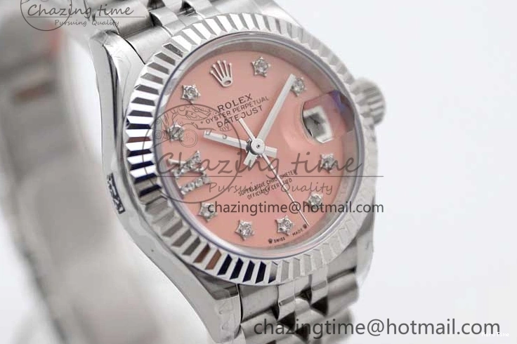 MiroTime 0404 HighPerformance Lady DateJust 28 SS TWF 1:1 Best Edition 904L Steel Pink Dial Diam Markers on President Bracelet NH 2179